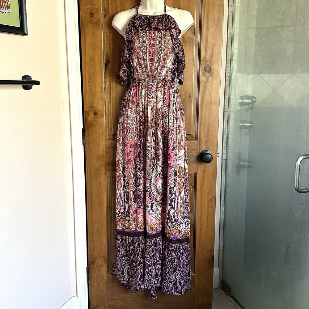 Miami Maxi Dress Med Sleeveless Paisley Summer Mixed Print Boho Peasant